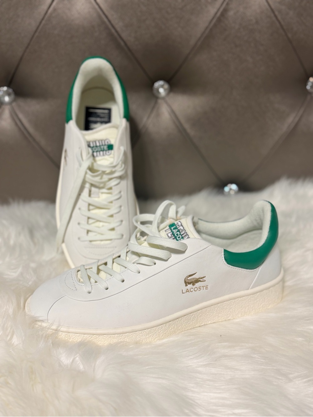 Lacoste Mens White Leather Sneakers